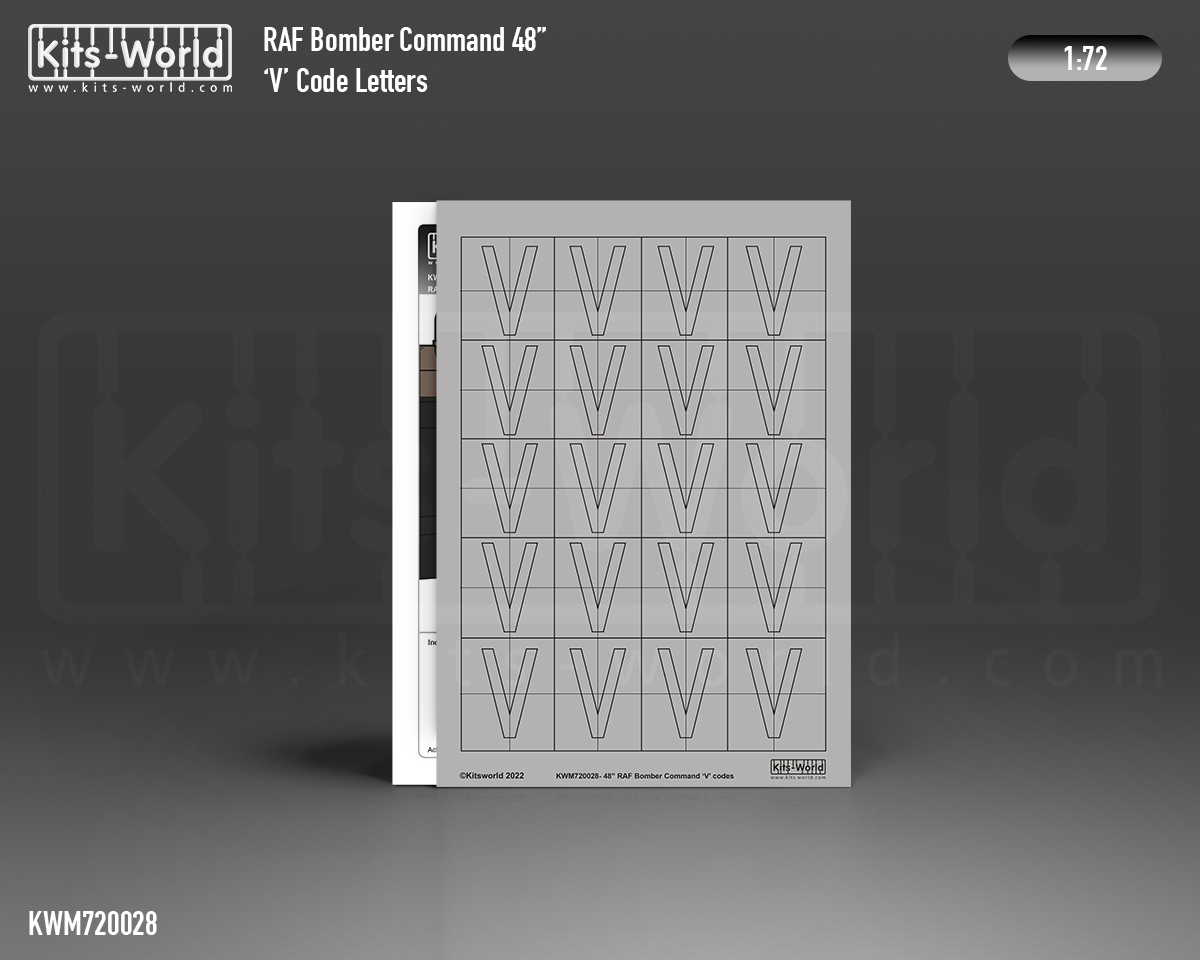 Kitsworld Kitsworld 1:72 Paint Masks RAF Codes 'V' KWM1720028 RAF 48 inch A-Z Bomber Command codes 1:72nd scale 